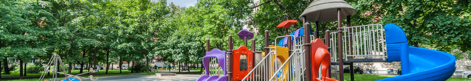 colorful childrens outdoor plastic playground in a park